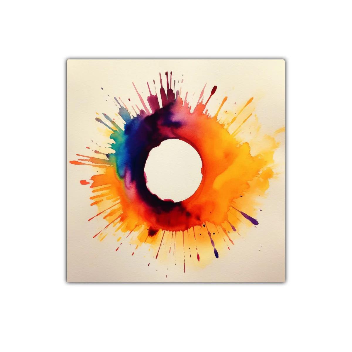 Cuadro abstracto explosión circular de colores vibrantes